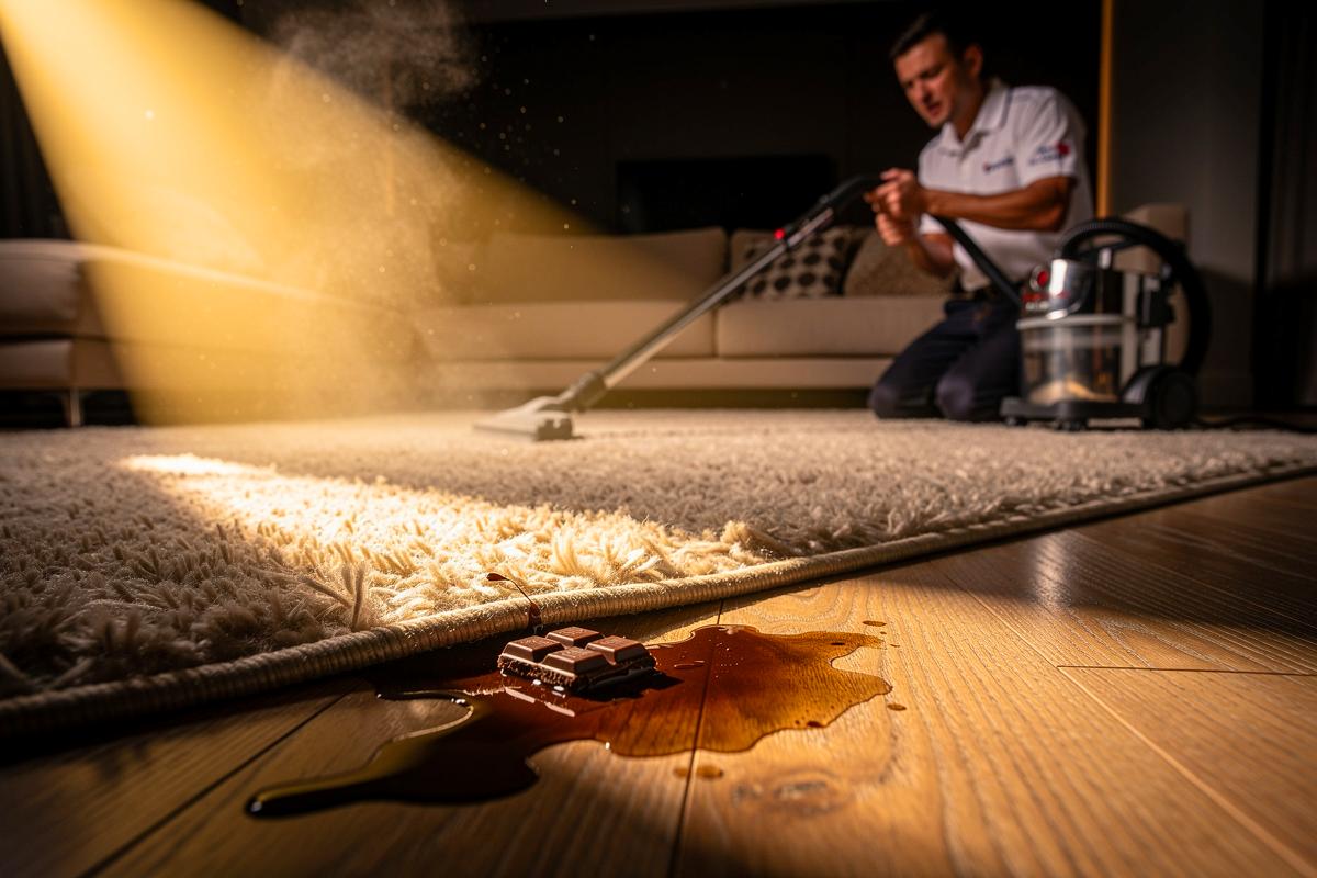 Ludzie wtykają kawałki czekolady pod dywany i specjaliści od sprzątania wyjaśniają, co to robi