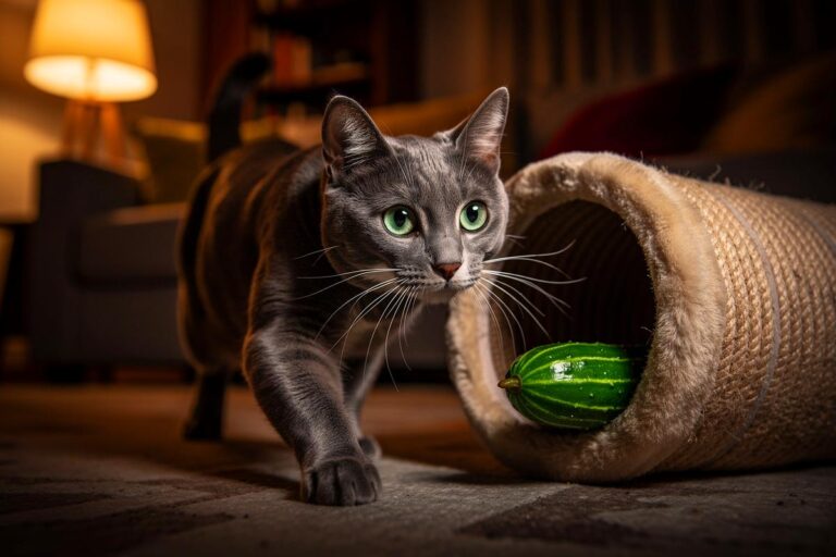 Właściciele kotów ukrywają ogórki w zabawkach swoich pupili i trenerzy wyjaśniają dlaczego